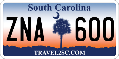 SC license plate ZNA600