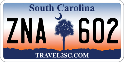 SC license plate ZNA602