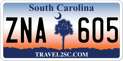 SC license plate ZNA605