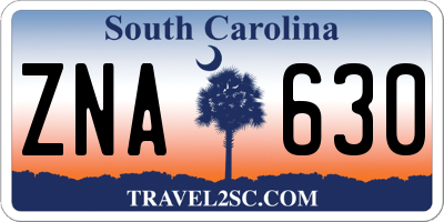 SC license plate ZNA630
