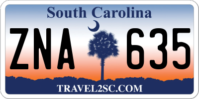 SC license plate ZNA635