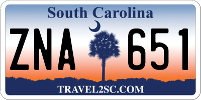 SC license plate ZNA651