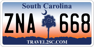 SC license plate ZNA668