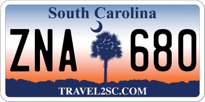 SC license plate ZNA680
