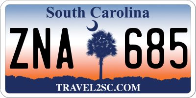 SC license plate ZNA685