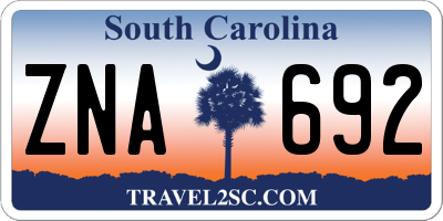 SC license plate ZNA692