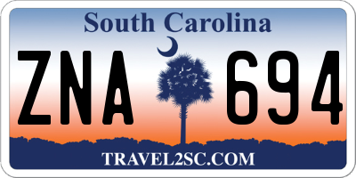 SC license plate ZNA694