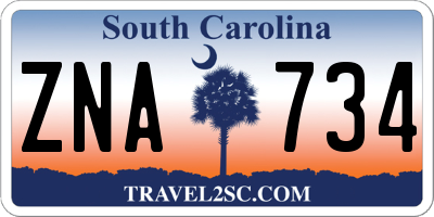 SC license plate ZNA734