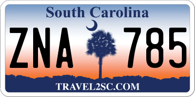 SC license plate ZNA785