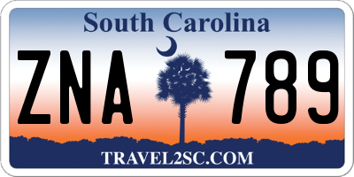 SC license plate ZNA789