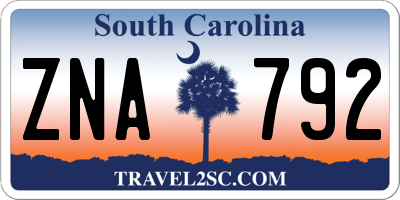 SC license plate ZNA792