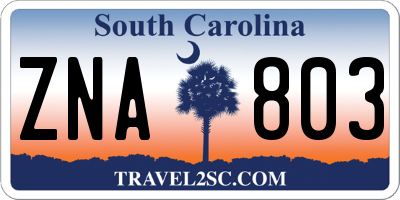SC license plate ZNA803