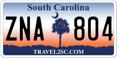 SC license plate ZNA804