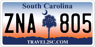 SC license plate ZNA805