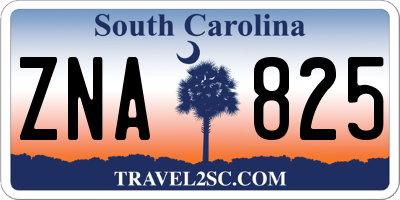 SC license plate ZNA825