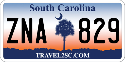 SC license plate ZNA829