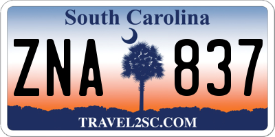 SC license plate ZNA837