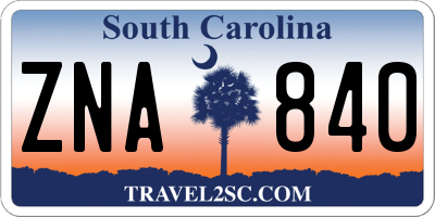 SC license plate ZNA840