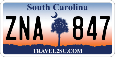 SC license plate ZNA847