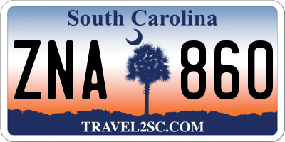 SC license plate ZNA860
