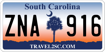SC license plate ZNA916