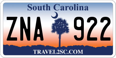 SC license plate ZNA922