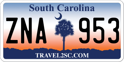 SC license plate ZNA953