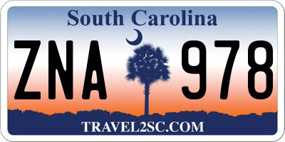 SC license plate ZNA978