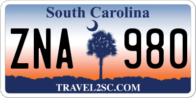 SC license plate ZNA980