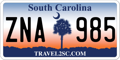 SC license plate ZNA985