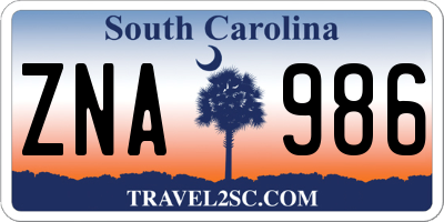 SC license plate ZNA986