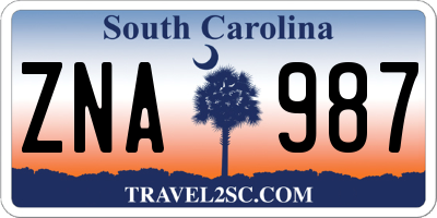 SC license plate ZNA987