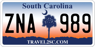 SC license plate ZNA989