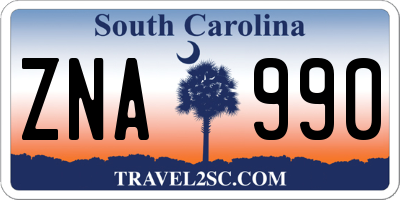 SC license plate ZNA990