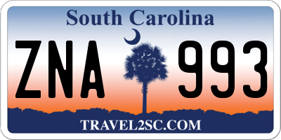 SC license plate ZNA993