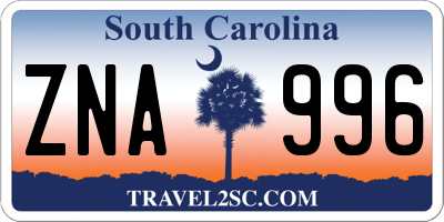 SC license plate ZNA996