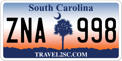 SC license plate ZNA998