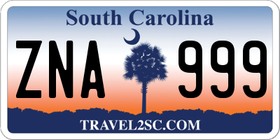 SC license plate ZNA999