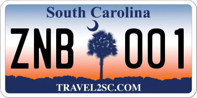 SC license plate ZNB001