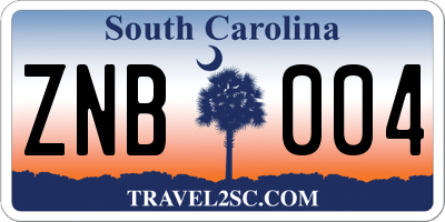 SC license plate ZNB004