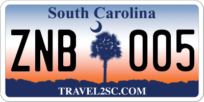SC license plate ZNB005