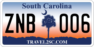 SC license plate ZNB006