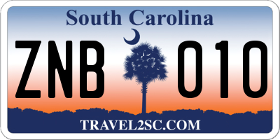 SC license plate ZNB010