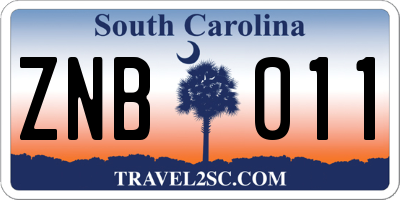 SC license plate ZNB011
