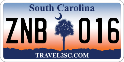 SC license plate ZNB016