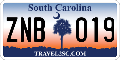 SC license plate ZNB019