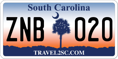SC license plate ZNB020