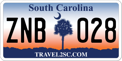 SC license plate ZNB028