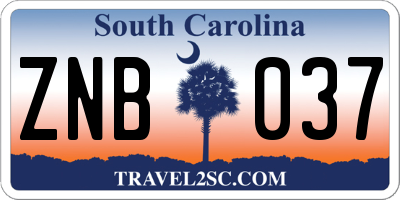 SC license plate ZNB037