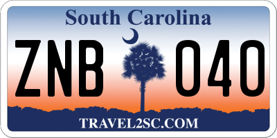 SC license plate ZNB040